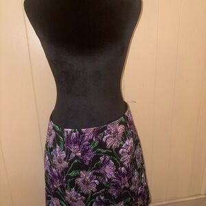 $1090 Carolina Herrera Metallic Floral Jacquard A-Line Skirt size 6